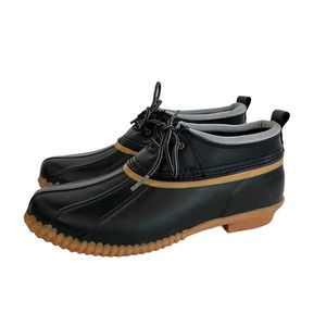 Lands' End Ankle Duck Boots Size 8.5 Womens Rain Snow Flannel Lined Black